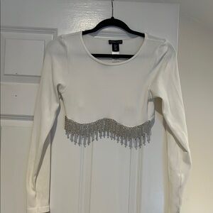 Sincerely Jules White Silver Crop Top